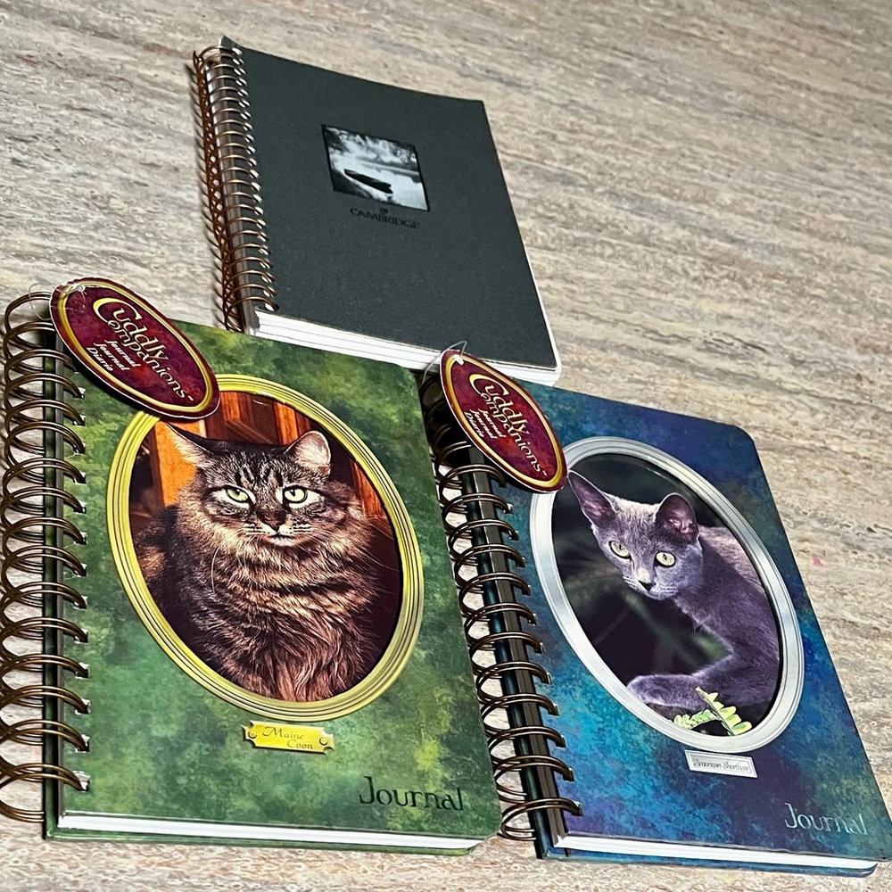 NWT 2-Cudly Companions Cat theme journal and 1-Cambridge notebook